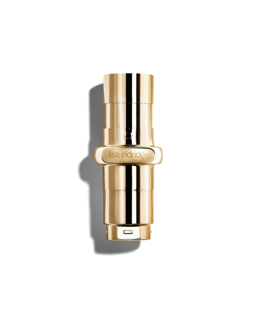 Gold cosmetic casing of a Rouge Experience Refill with 'lisa eldridge' branding on a white background