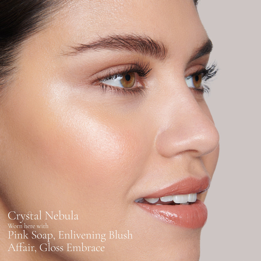 Model wearing Crystal Nebula Elevated Glow Highlighter