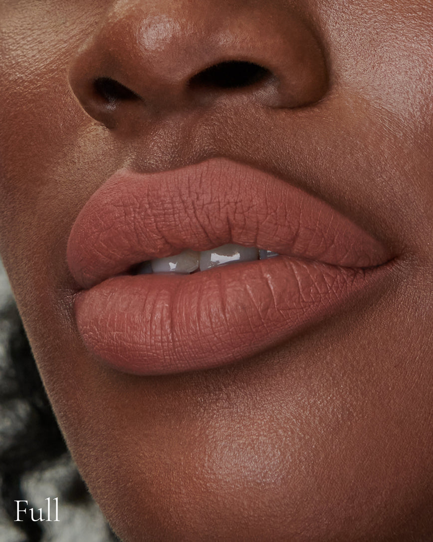 VELVETEEN LIQUID LIPSTICK IN SHADE AFFAIR PICTURED ON MODEL