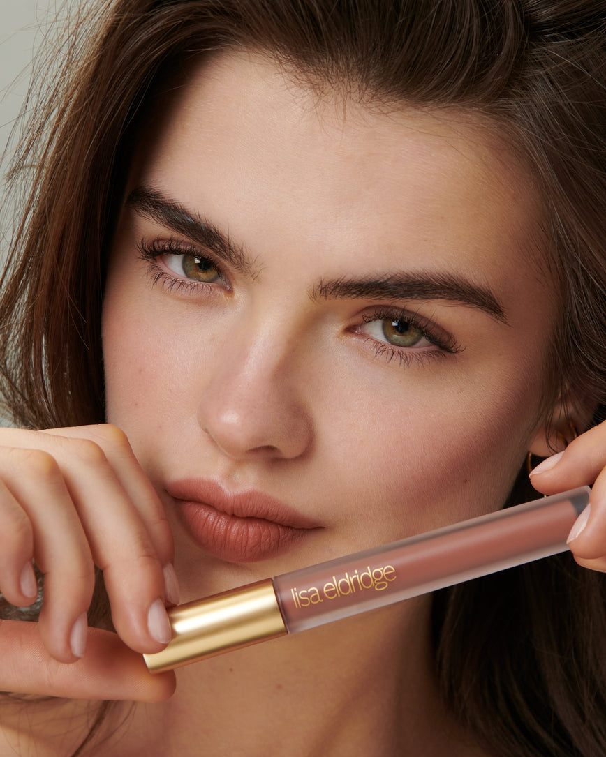 VELVETEEN LIQUID LIPSTICK IN SHADE AFFAIR PICTURED ON MODEL