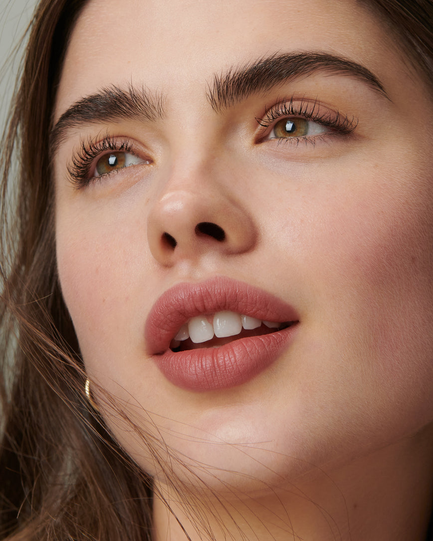 Lisa Eldridge Velveteen Liquid Lipstick Colour in Shade Muse Pictured on Model