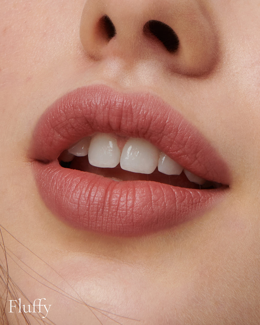 Lisa Eldridge Velveteen Liquid Lipstick Colour in Shade Muse Pictured on Model