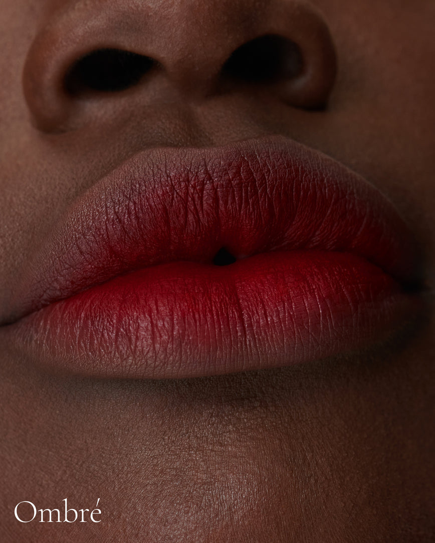 Lisa Eldridge Velveteen Liquid Lip Colour in Shade Ribbon Pictured on Model
